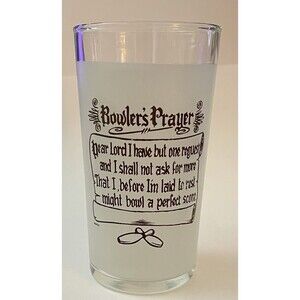 Vintage Bowling Bowler's Prayer Frosted Glass by Mafco